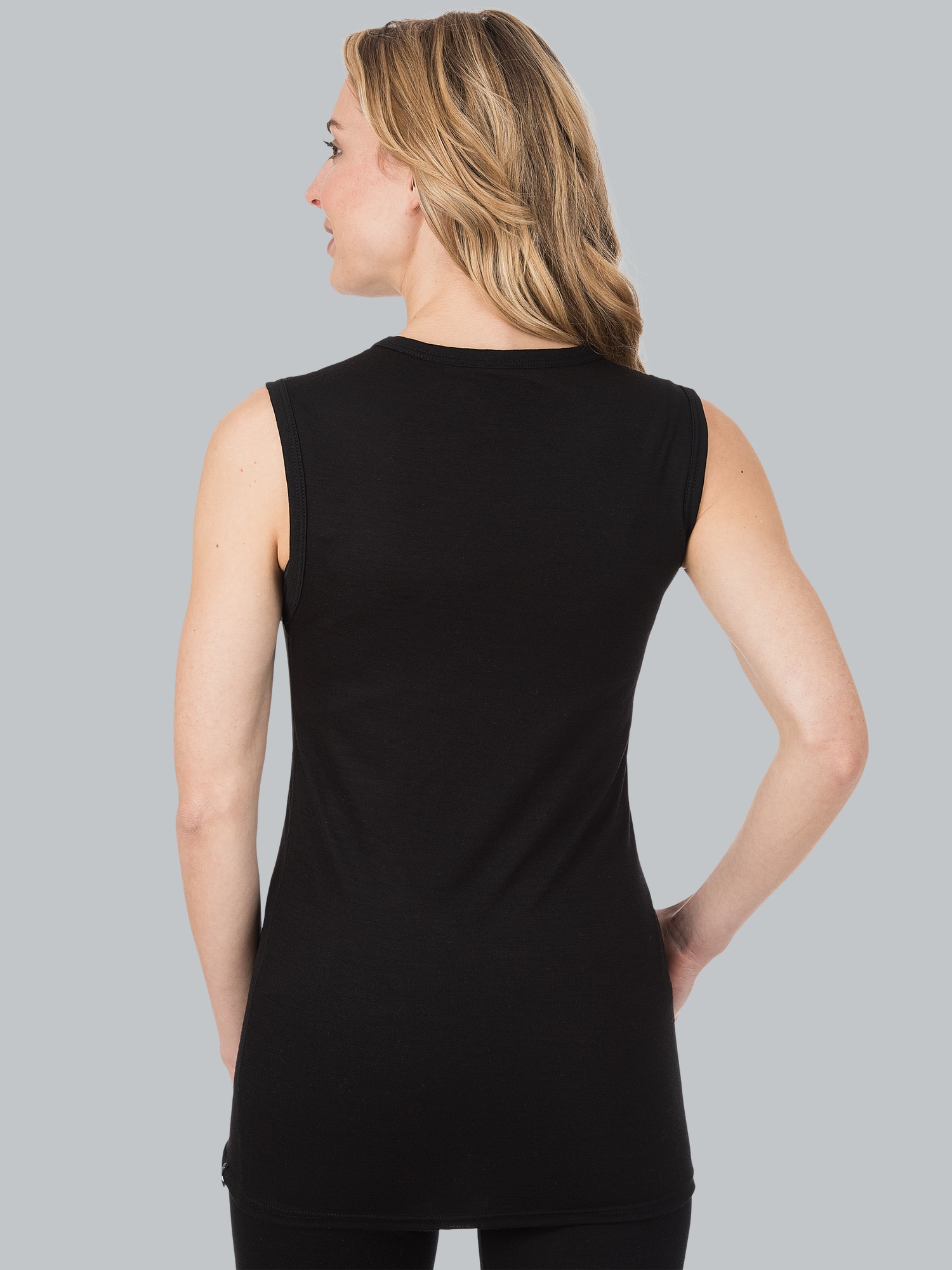 Trägershirt Merinowolle Schwarz