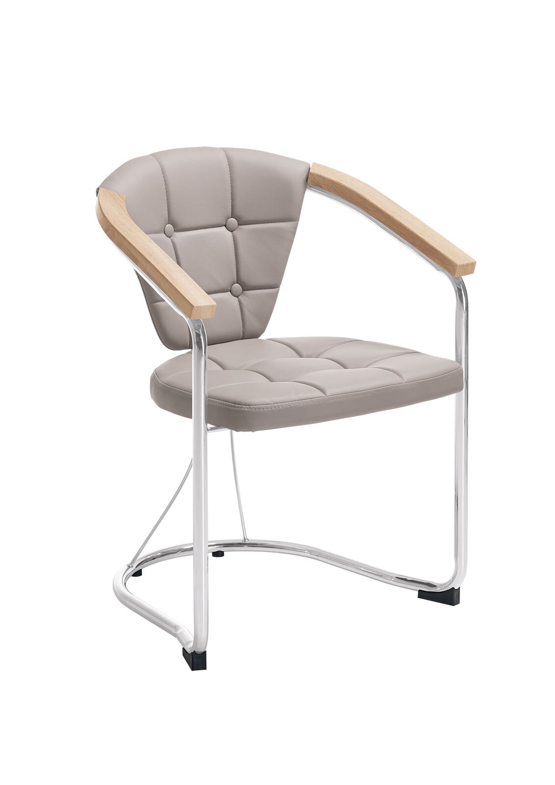 Armlehnstuhl Maren Lederlook Braun/Armlehnen Sonoma-Eiche-Optik