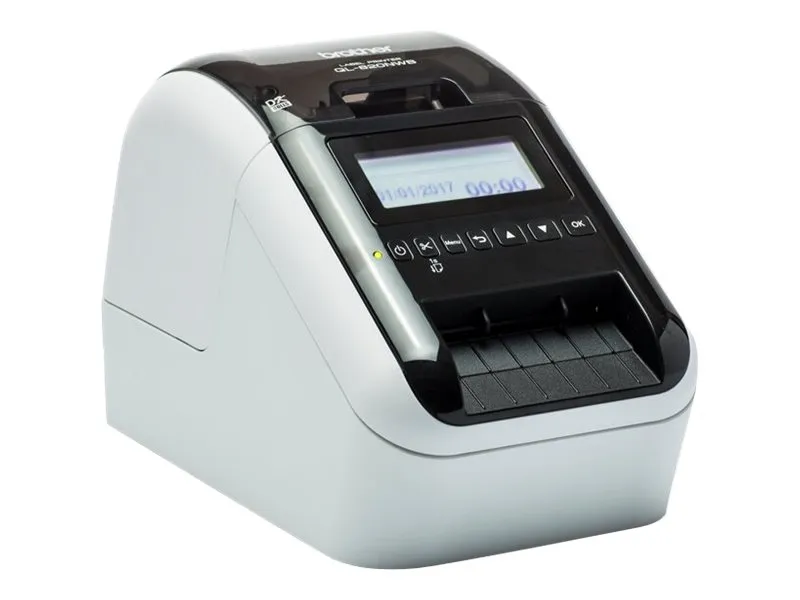 Brother QL-820NWBcVM - Etiketprinter - to-farvet (monokrom) - direkte termisk - Rulle (6,2 cm) - 300 x 600 dpi - op til 110 etiketter/min. - USB 2.0, Bluetooth 5.2, Wi-Fi(n), LAN - skærer - blank sort, hvid