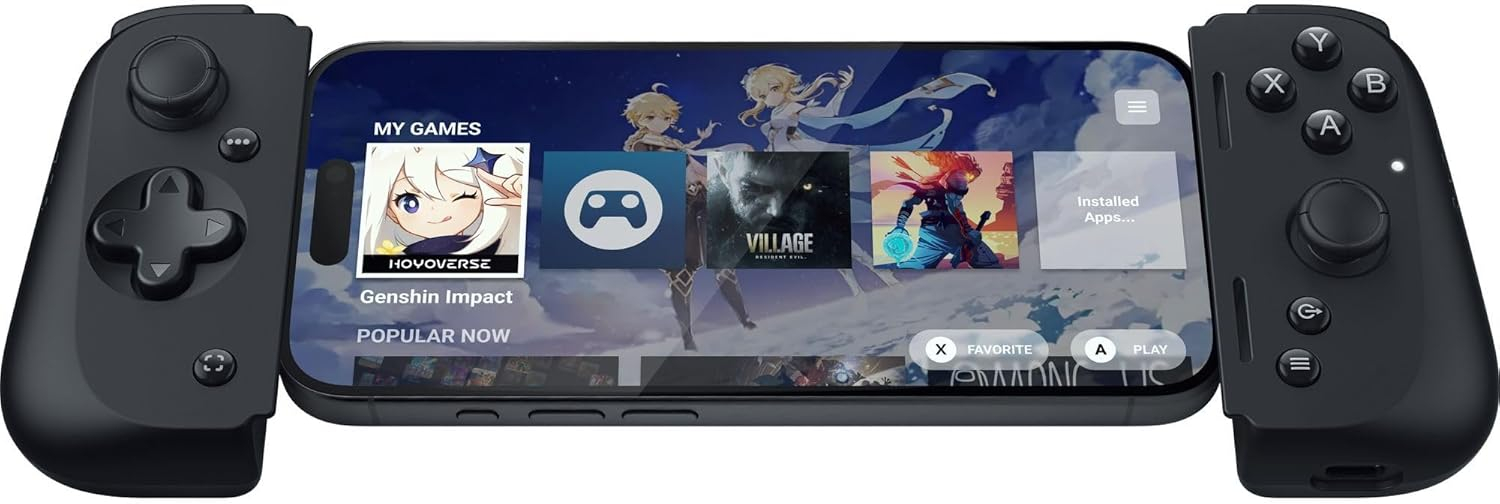 Kishi V2 Mobile Gamepad Gaming Controller für Smartphones mit USB C bis 170mm iOS/Android (RZ06-05110100-R3M1) - Schwarz