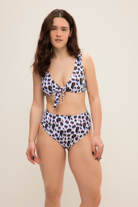Bikin-Slip, Color Leo, seitliche Raffung, High Waist