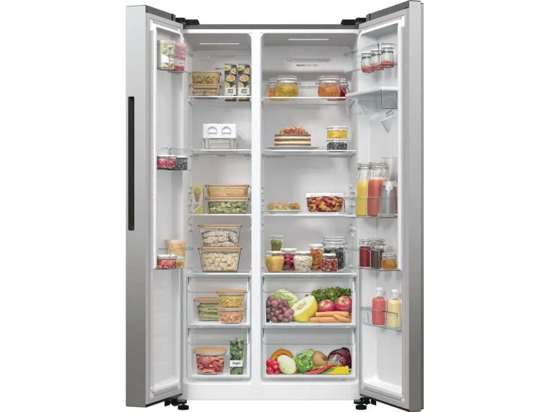 Gorenje G600 NRR9185EAXLWD - Køleskab/fryser - side-by-side med vanddispenser - bredde: 91.5 cm - dybde: 67 cm - højde: 178.6 cm - 547 liter - Klasse E - struktureret grå metallisk