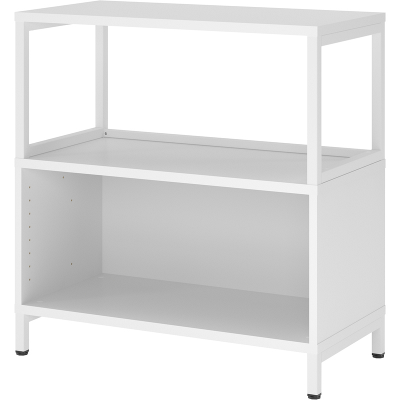 Regal mit Sockel Tarys, 2 Ordnerhöhen, 1 Fach ohne Rückwand, weiss