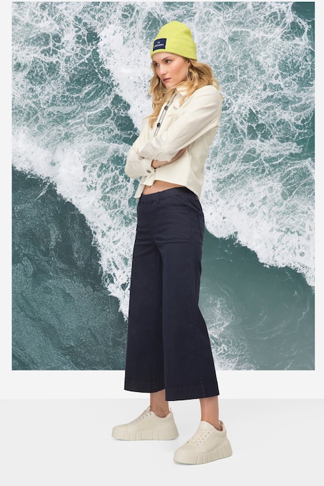 Culotte, wadenlang, weites Bein, Elastikbund