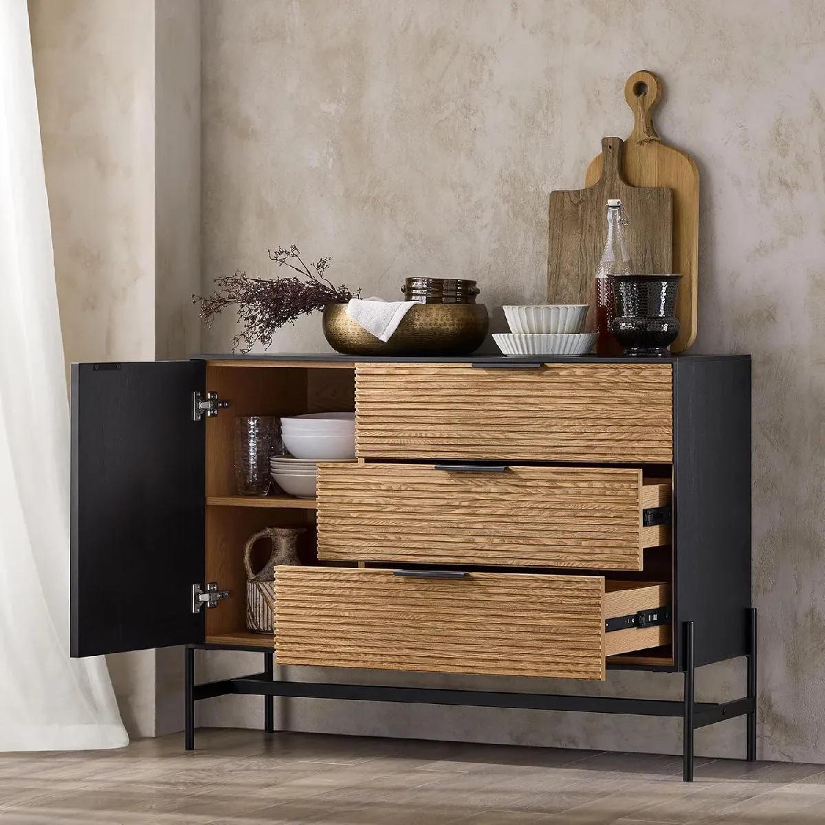 SoBuy Buffet Bas HFSB02-SCH - Naturel