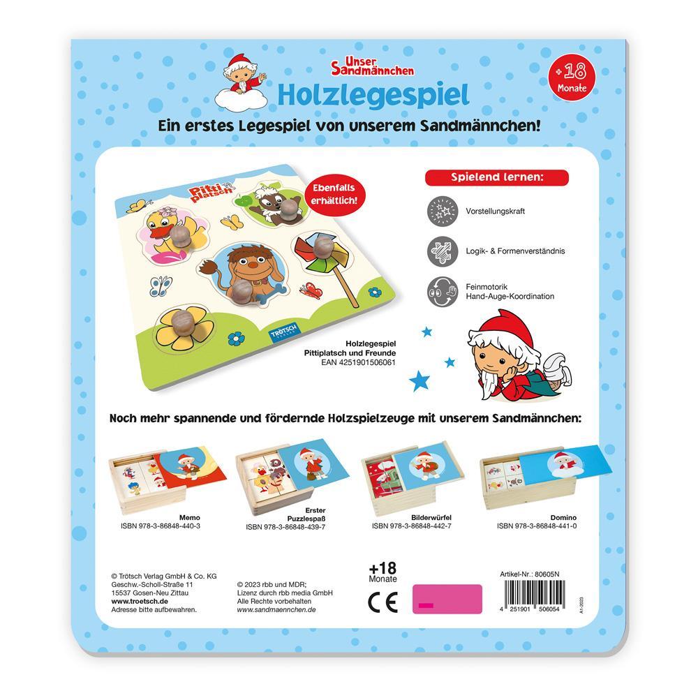 Unser Sandmännchen - Trötsch Unser Sandmännchen Holzlegespiel Fahrzeuge