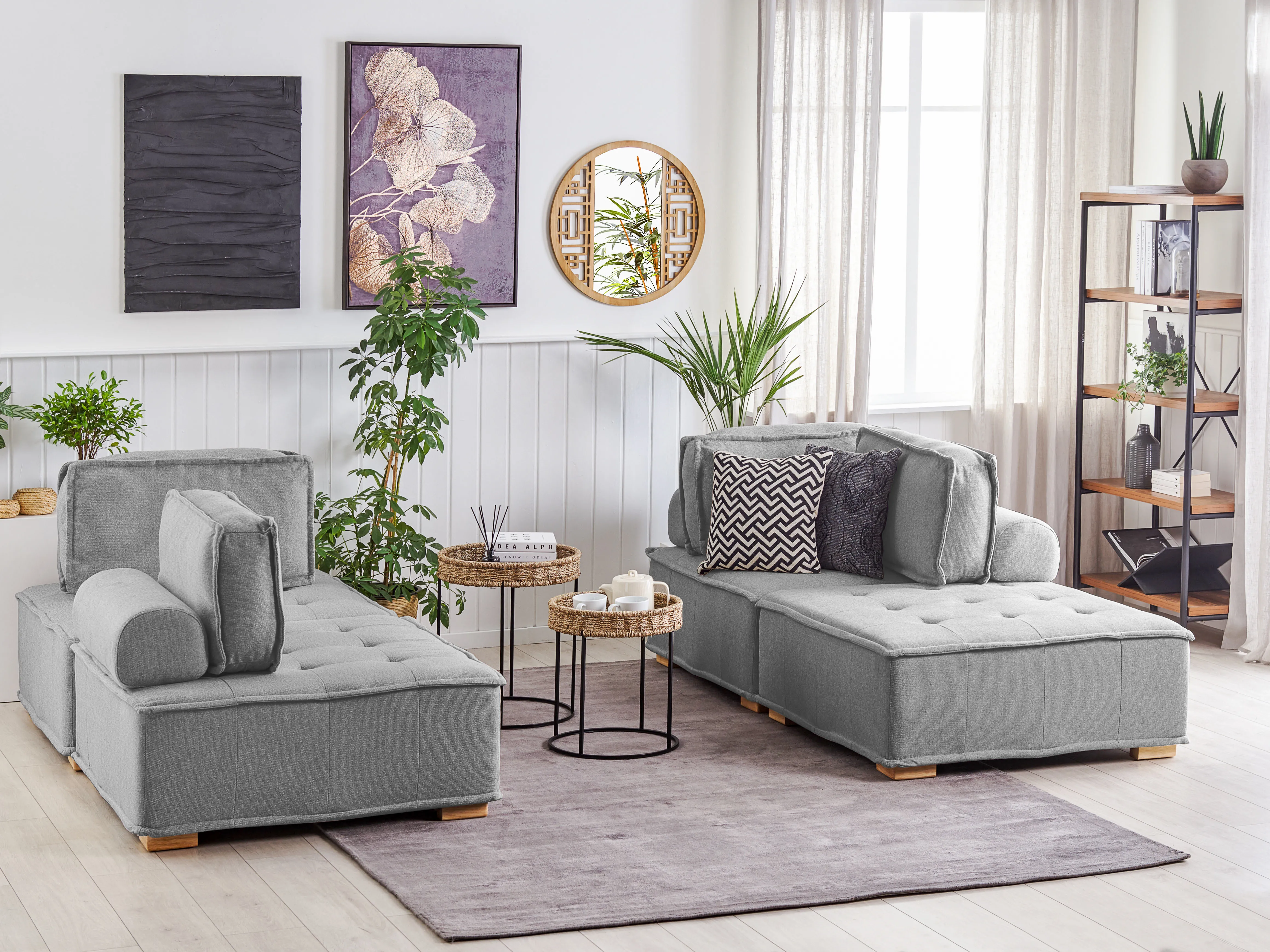 Modulaire bankenset 4-zits TIBRO Stof Grijs