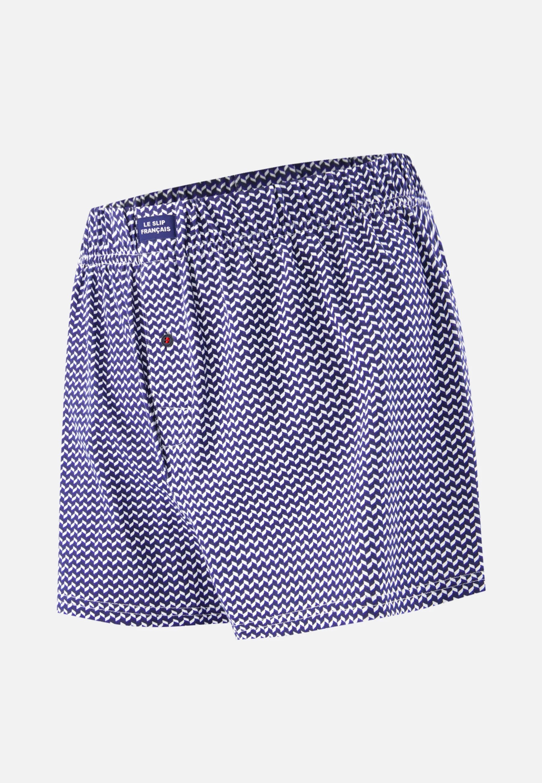 Caleçon en jersey souple en coton-Fredo Chevron Bleu Blanc Noir