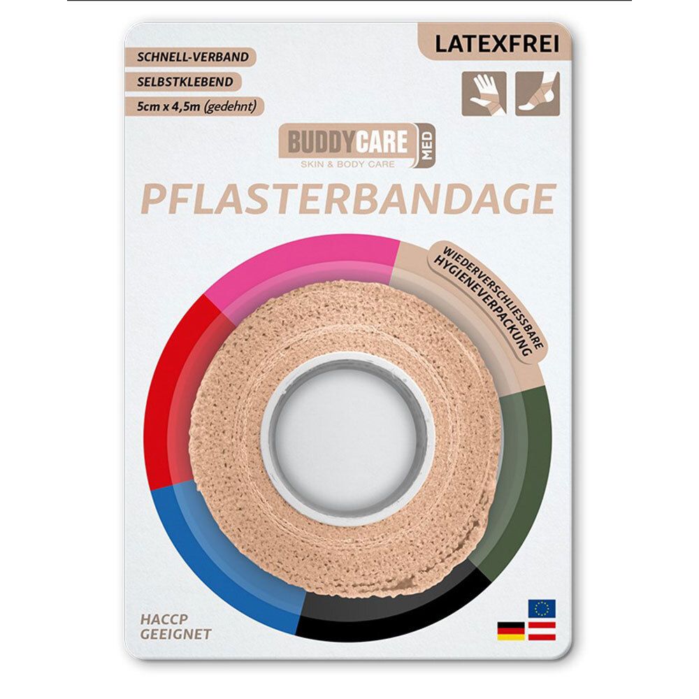 BUDDYCARE® MED Pflasterbandagen HAUT - 5cmx4,5m Latexfrei