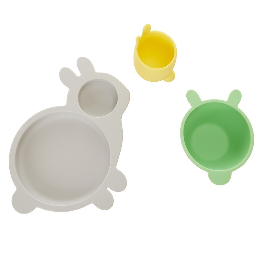 Set repas en silicone Beige - Ecru