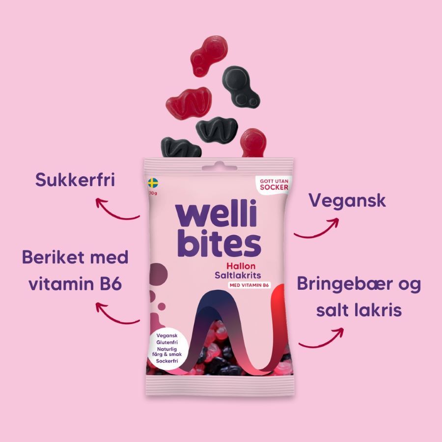Wellibites Bringebær og salt lakris