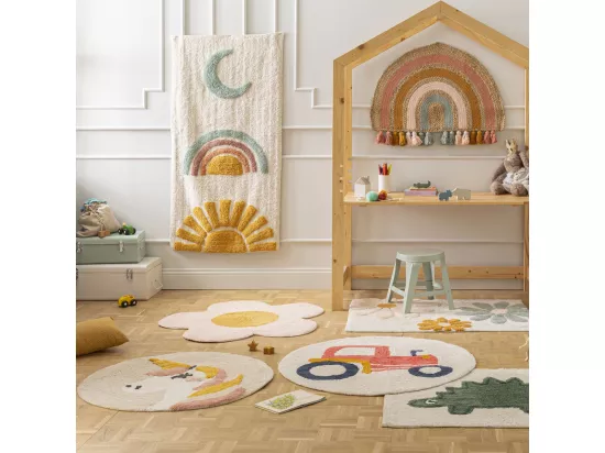 Tapis enfant Fleur en coton tufté 80x80cm