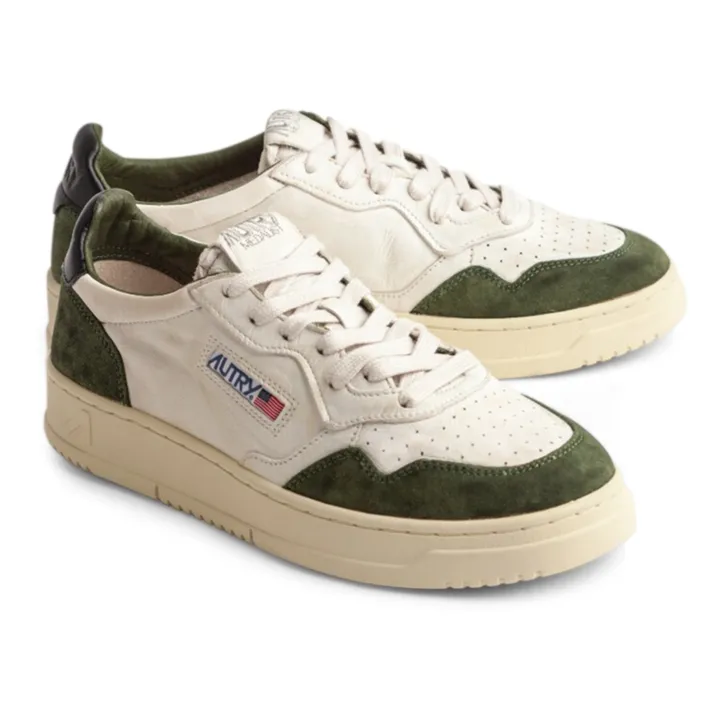 Autry Baskets Medalist Low Cuir de Chèvre/Suède | Vert kaki