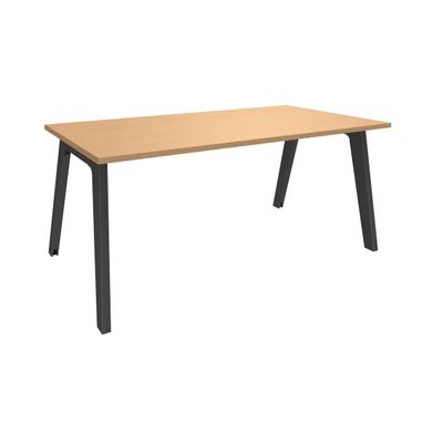 Bureau simple STEELY - L140 cm - Bureau de départ - Pieds carbone - plateau imitation Hêtre