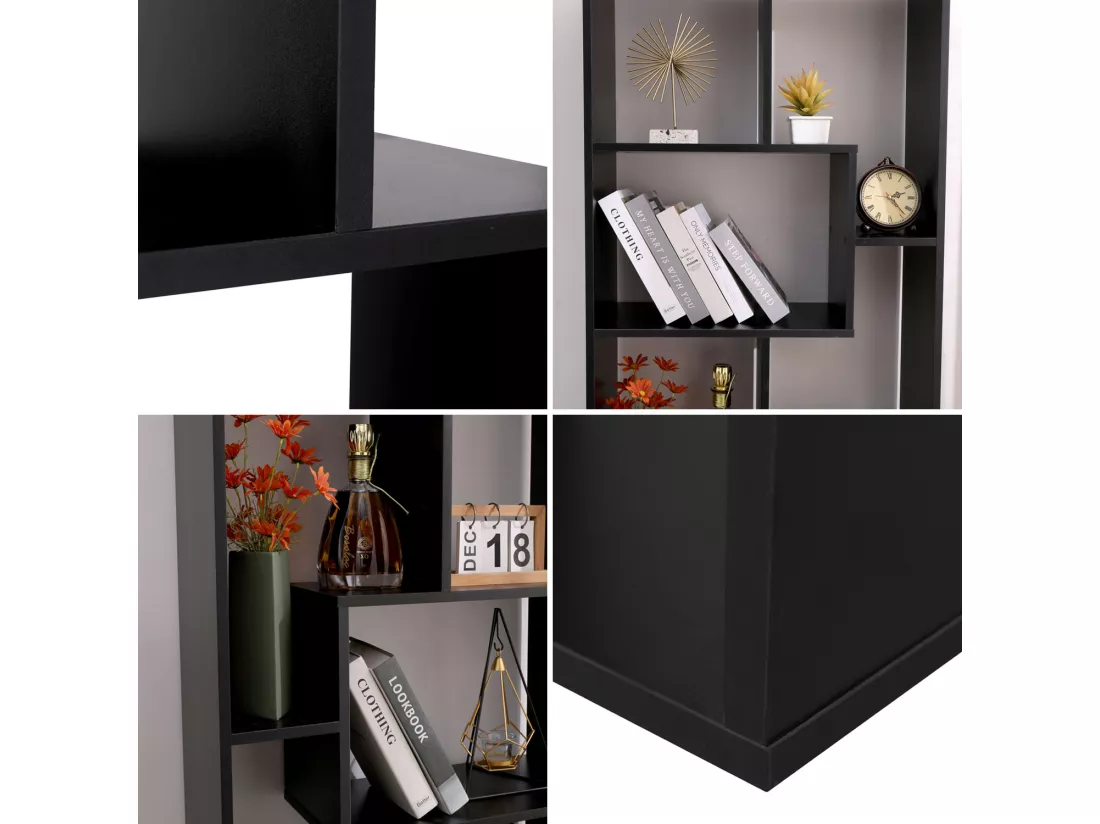 Bibliothèque 8 étagères multiformes noire JANE - HAPPY GARDEN