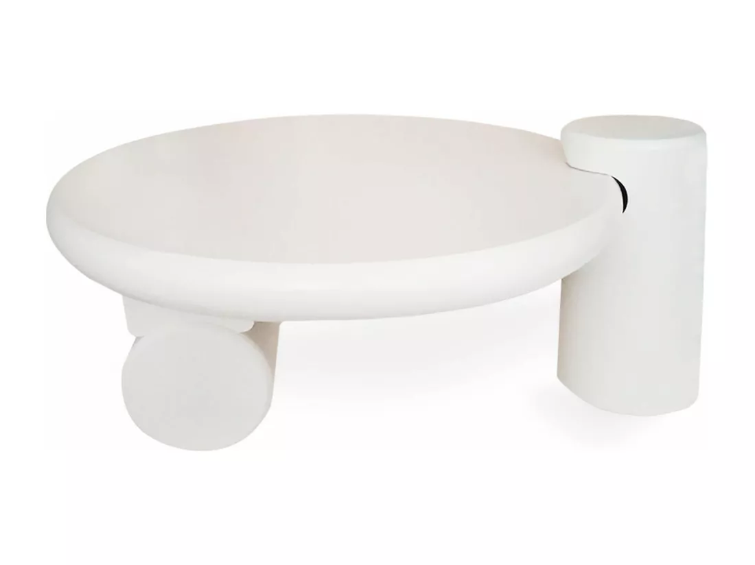 Table basse ronde asymétrique 100cm Yang Crème