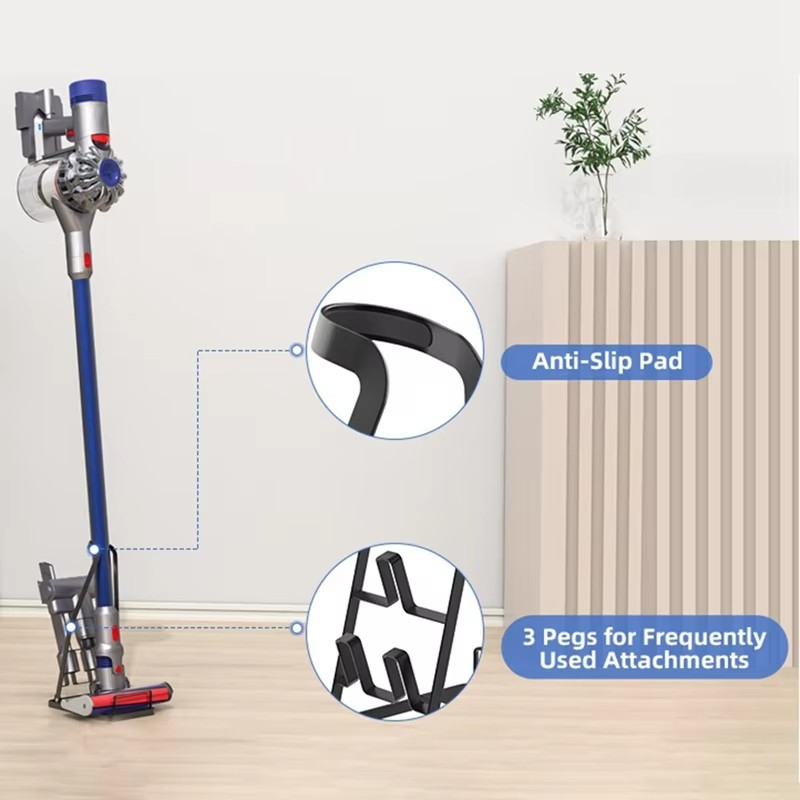Aluminium Akku Staubsauger Halterung Universal Sauger Ständer mit Aufsatz Ablage für Dyson / Miele / Ohmes / Bosch / AEG - Schwarz