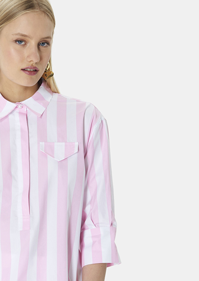 Top Tallulahrose à rayures en popeline