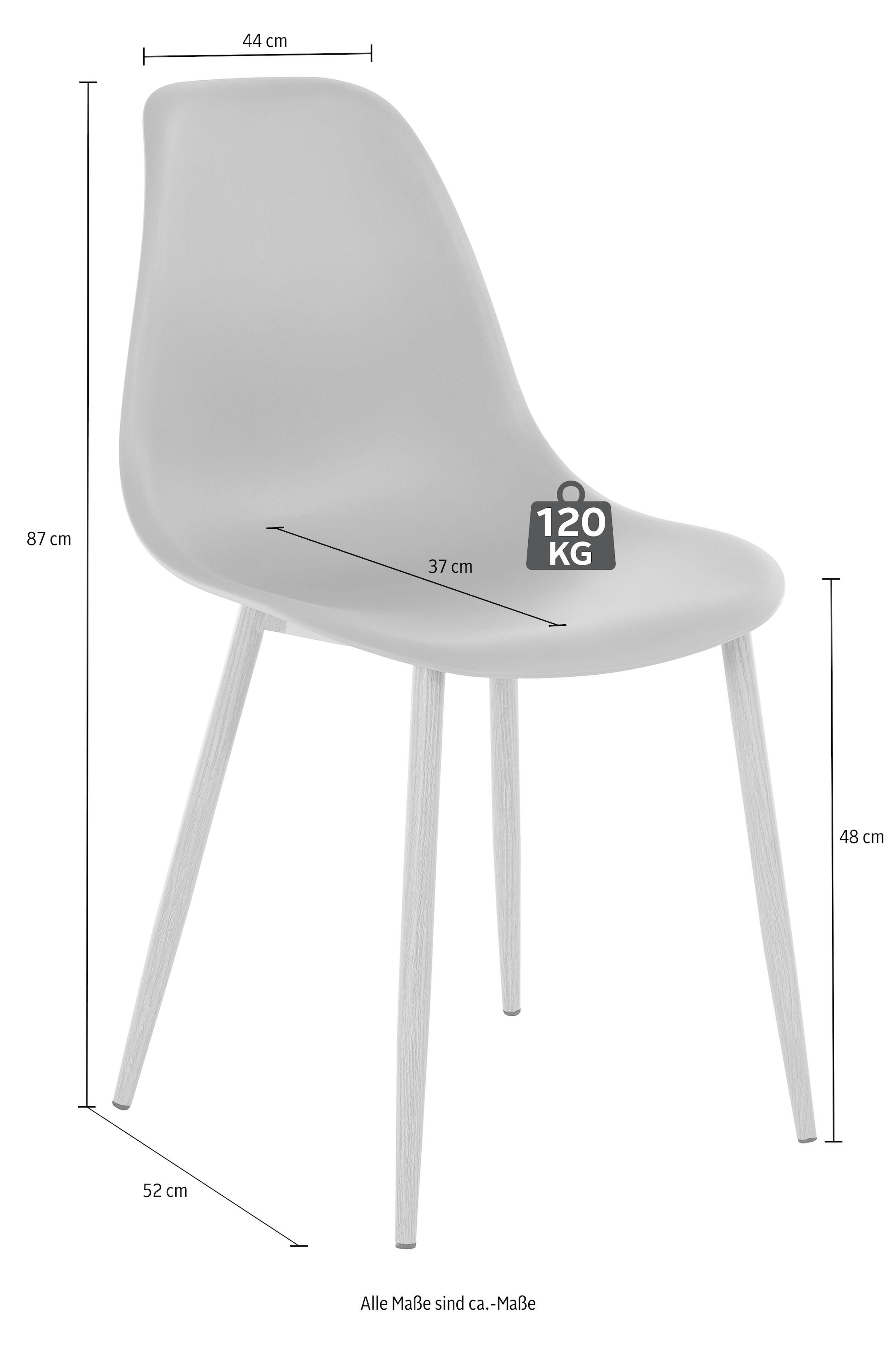 INOSIGN Essgruppe »Miller« Set, 5 Stk. tlg. Glastisch mit 4 Stühlen (Kunststoffschale)