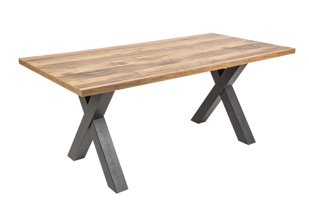 Industrial Esstisch MONTREAL 180cm natur schwarz Eichenholz-Design X-Gestell