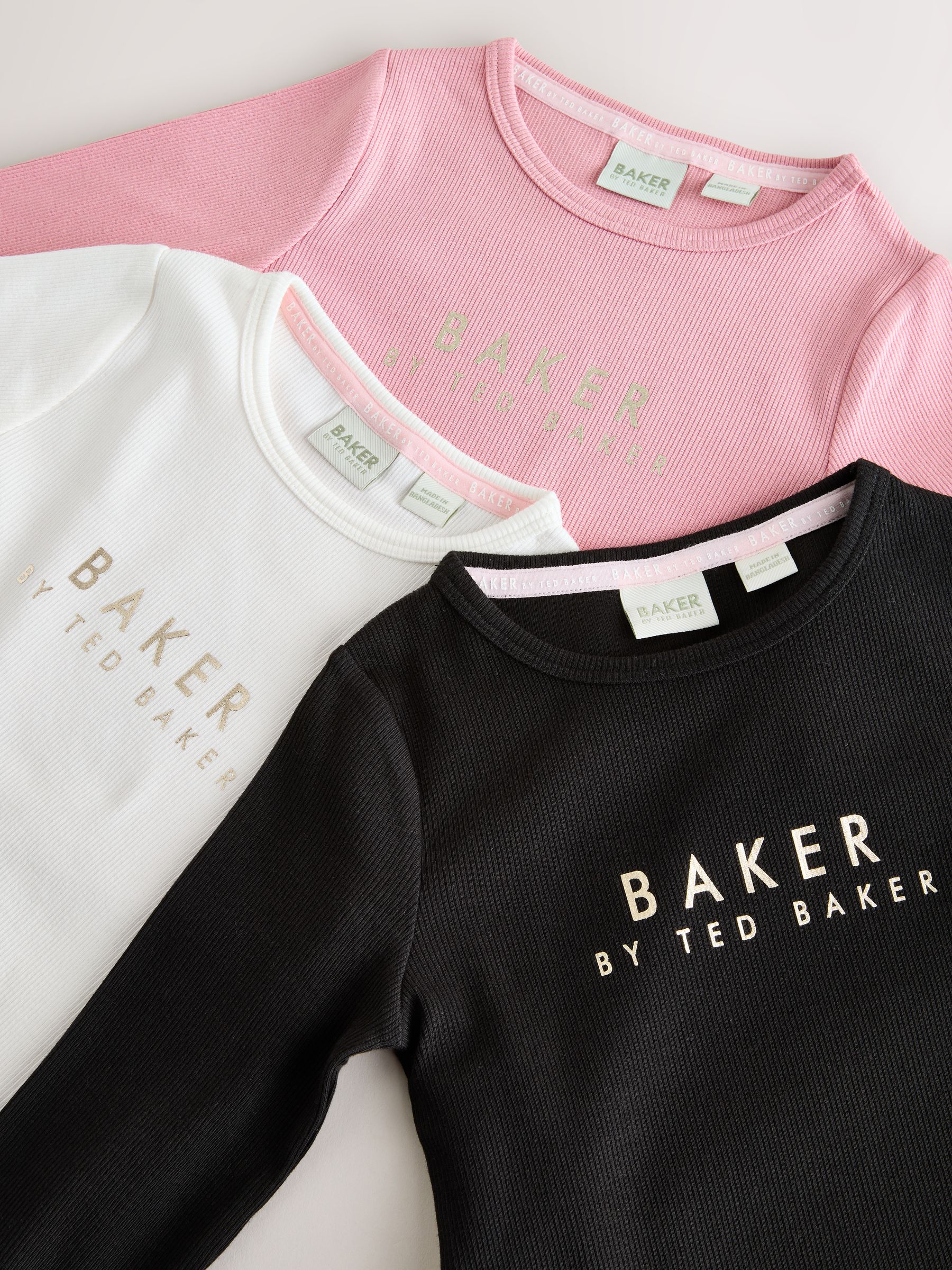 Baker by Ted Baker 3 Pack Ribbed Long Sleeve Tops