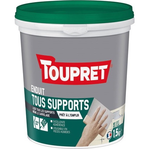 Enduit tous supports intérieur/extérieur Toupret - Seau de 1,5 kg