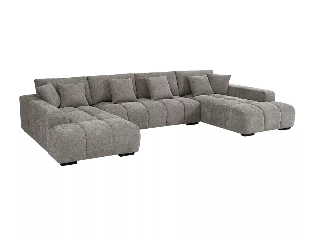 Grand canapé d'angle en tissu gris BERENIA