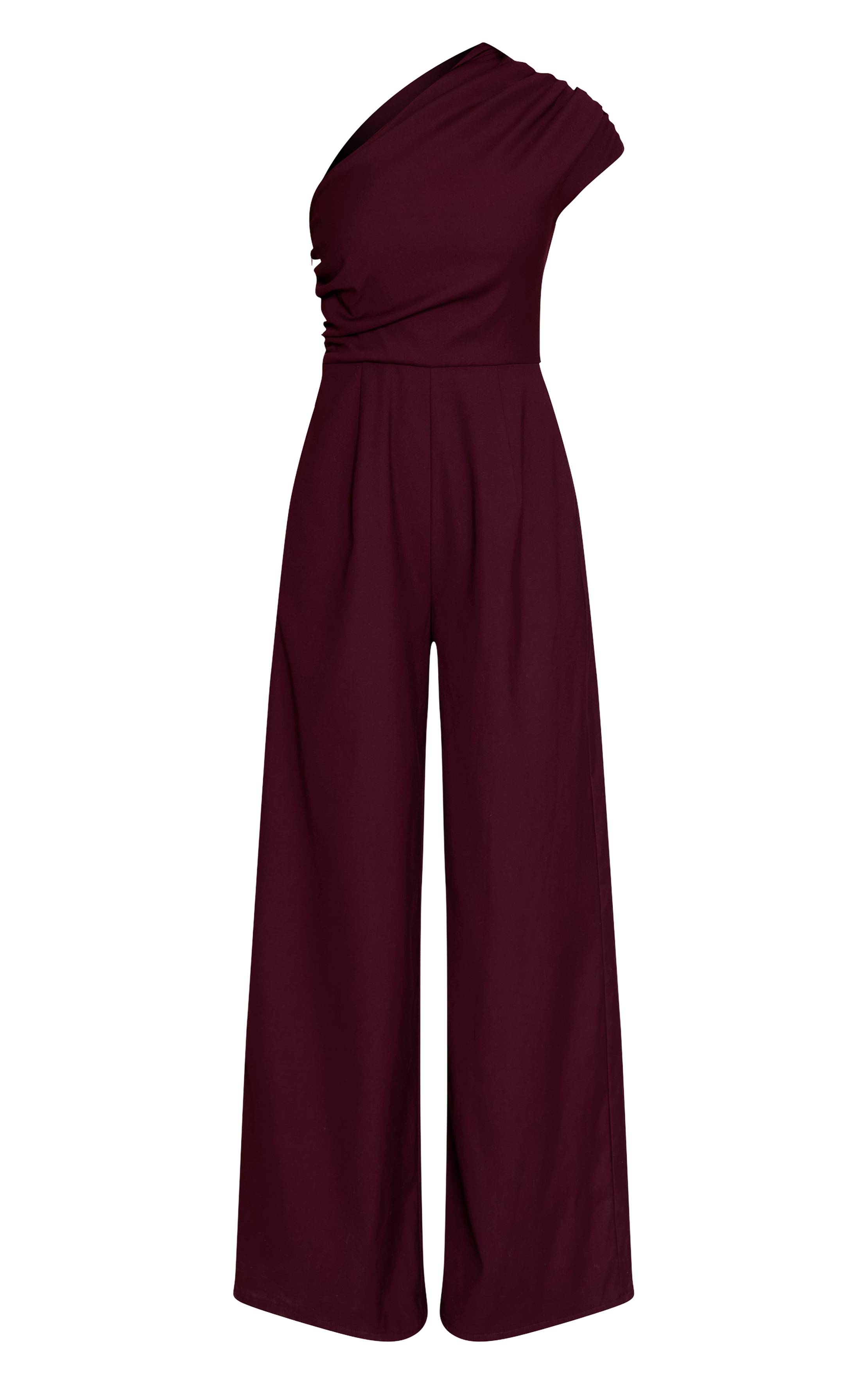 Prune Combinaison Pantalon Large Froncée Asymétrique PLT Label
