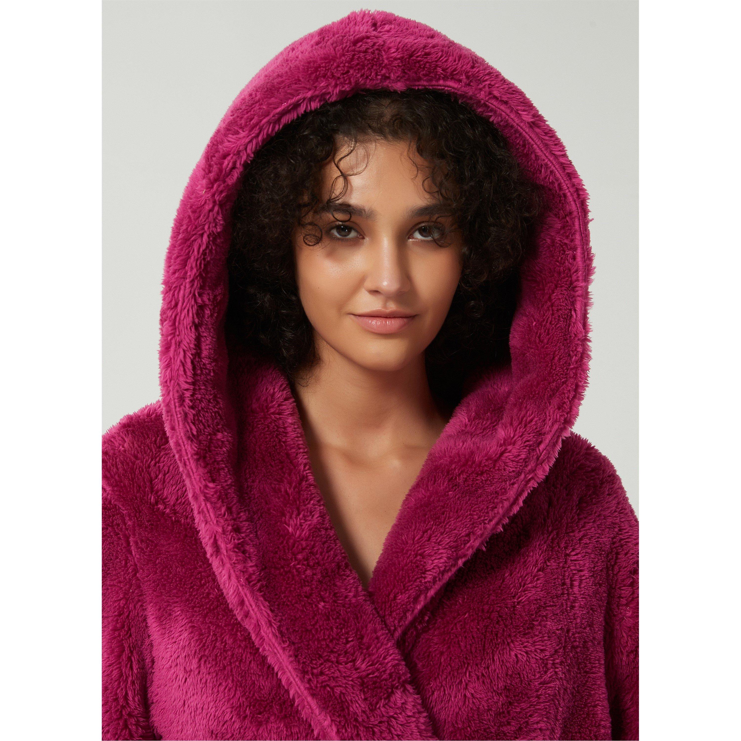 Linea Ladies Luxury Hooded Fleece Dressing Gown