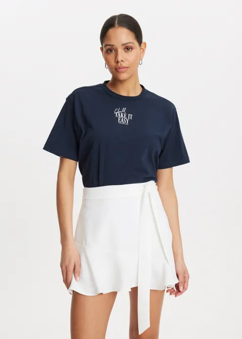 T-shirt met print sunday club blauw (BLW.D)