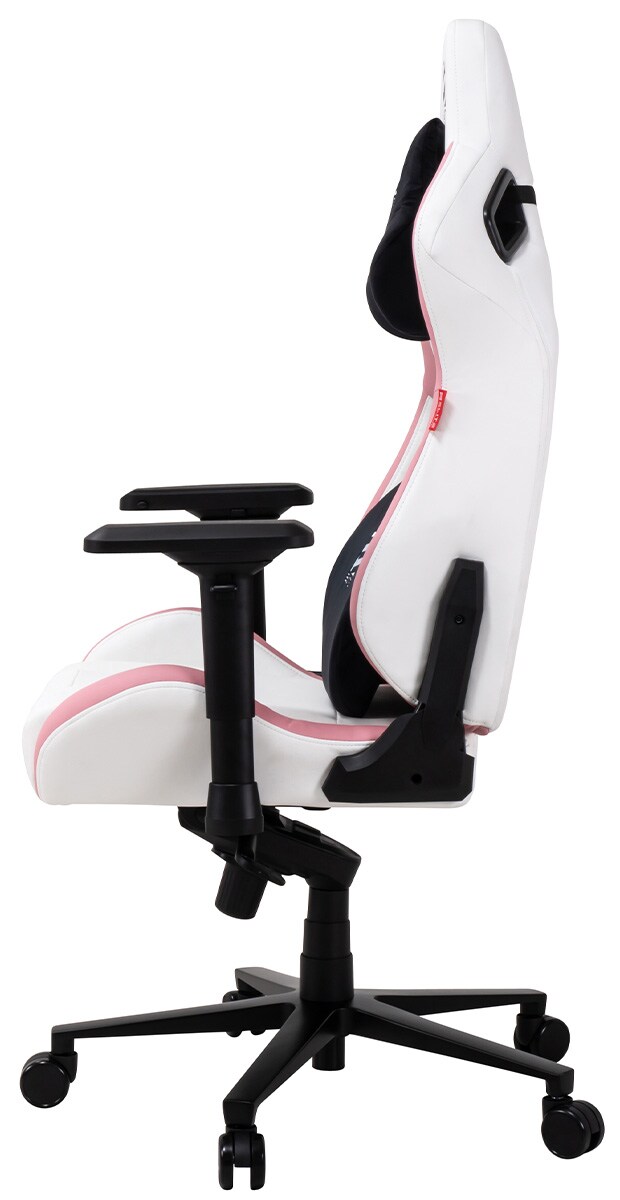 ELITE Gaming-Stuhl MERCENARY groß, ergonomisch mit Premium-Rücken- und Kopf-Nackenkissen, 48-53cm (Weiß/Pink)