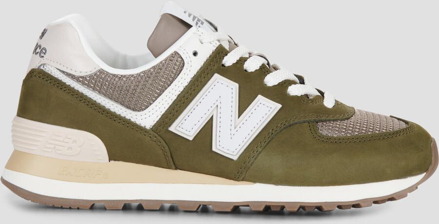 New Balance 574 suède sneakers olijfgroen