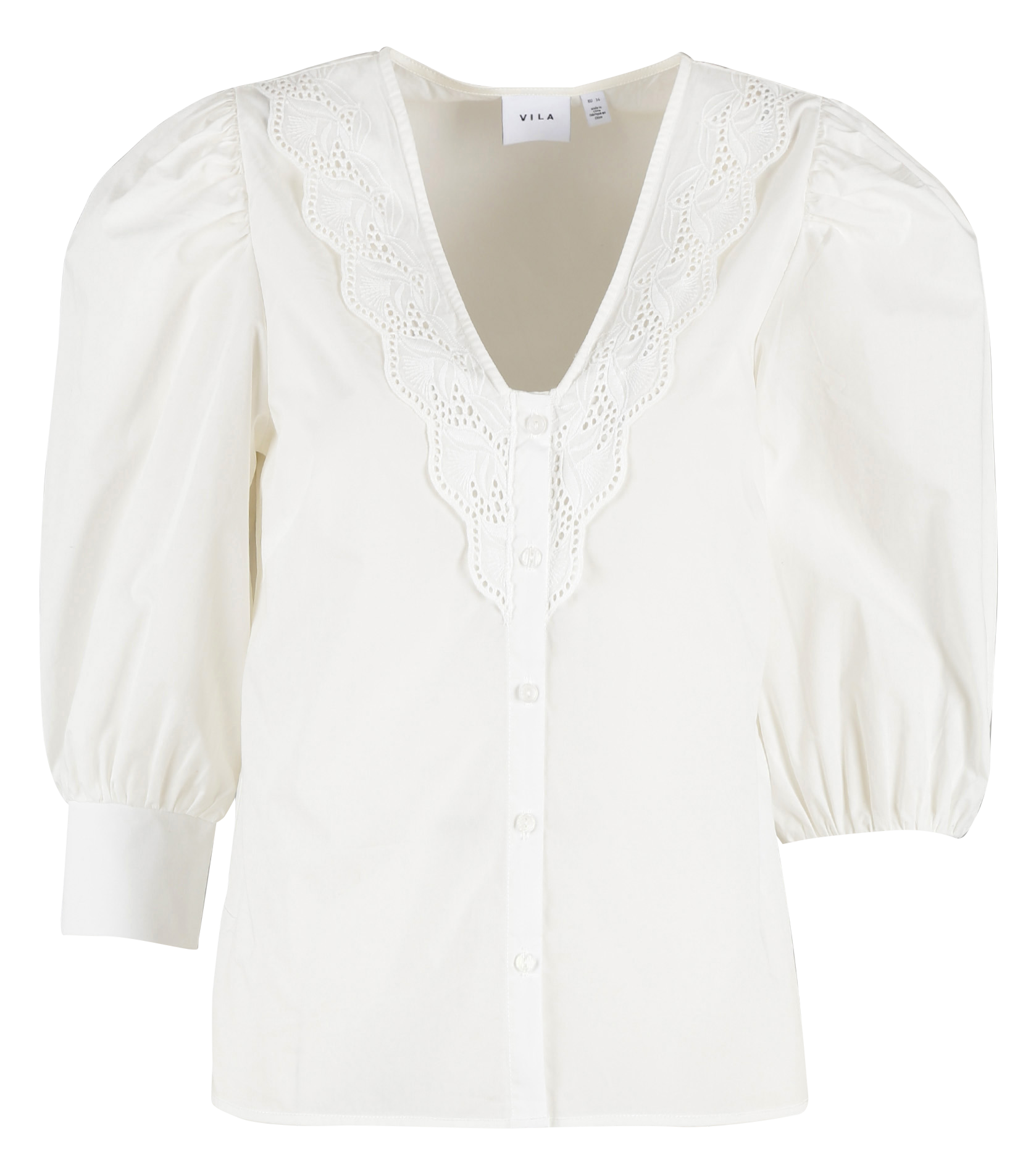 CILDA - Chemise col B brodée en coton| Blanc