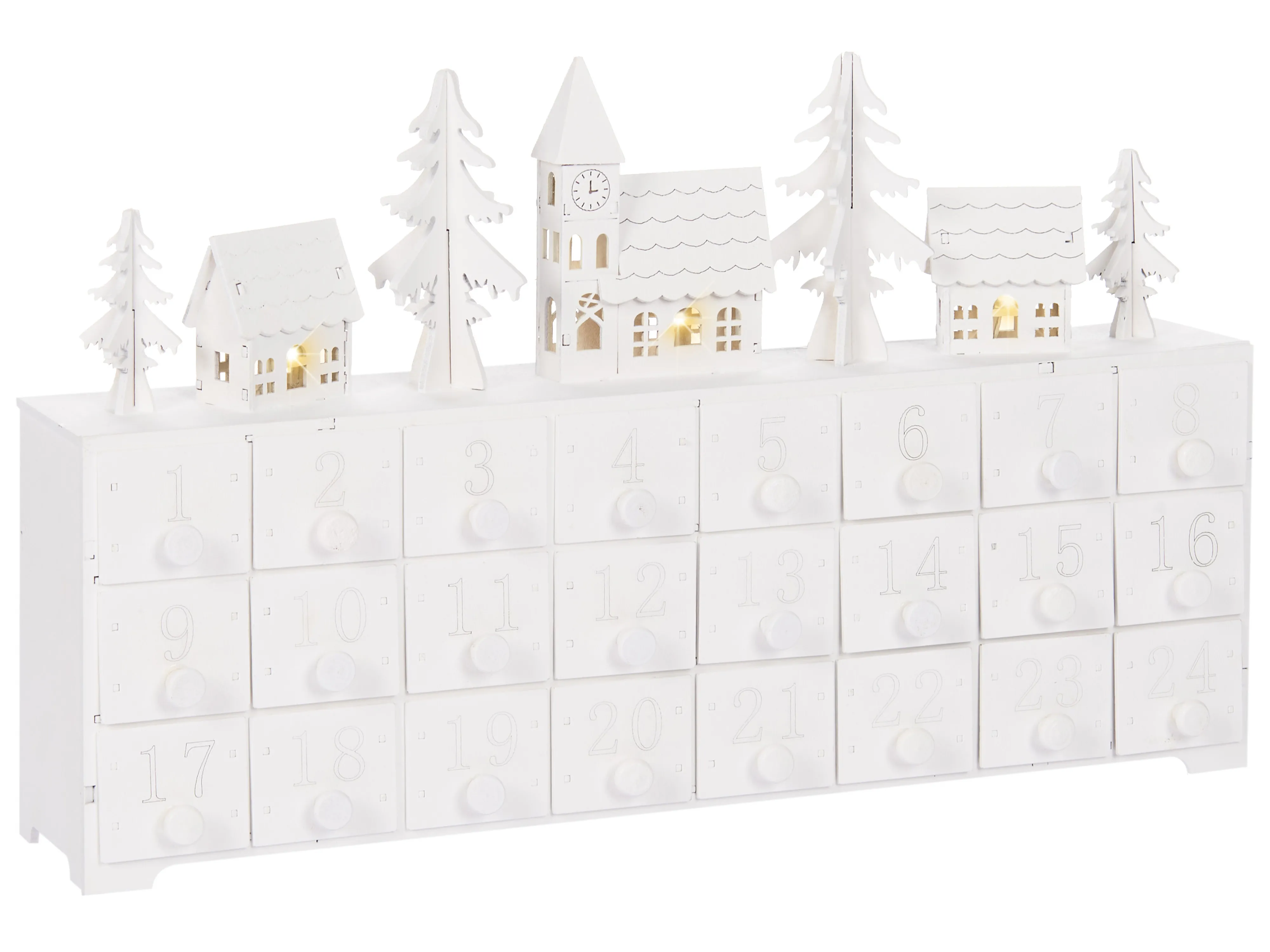 Kerstdecoratie LED MUONIO Adventskalender 24 cm Wit
