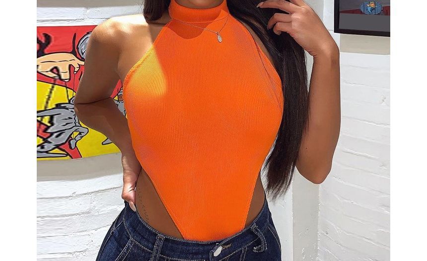 Jeshili - Mouwloze bodytop met mockneck en effen kleur