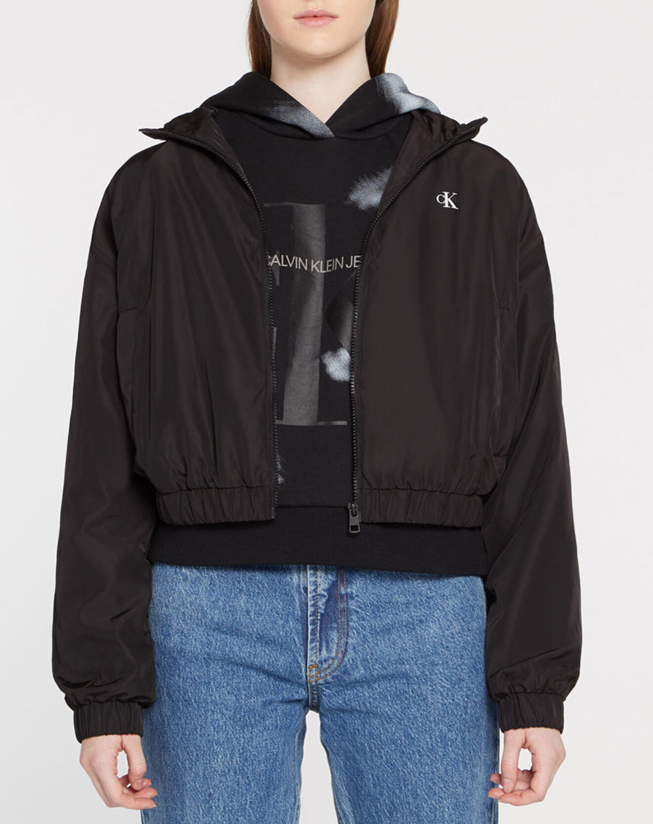 Calvin Klein Jeans Blouson Windbreaker Logo Xl Dos noir