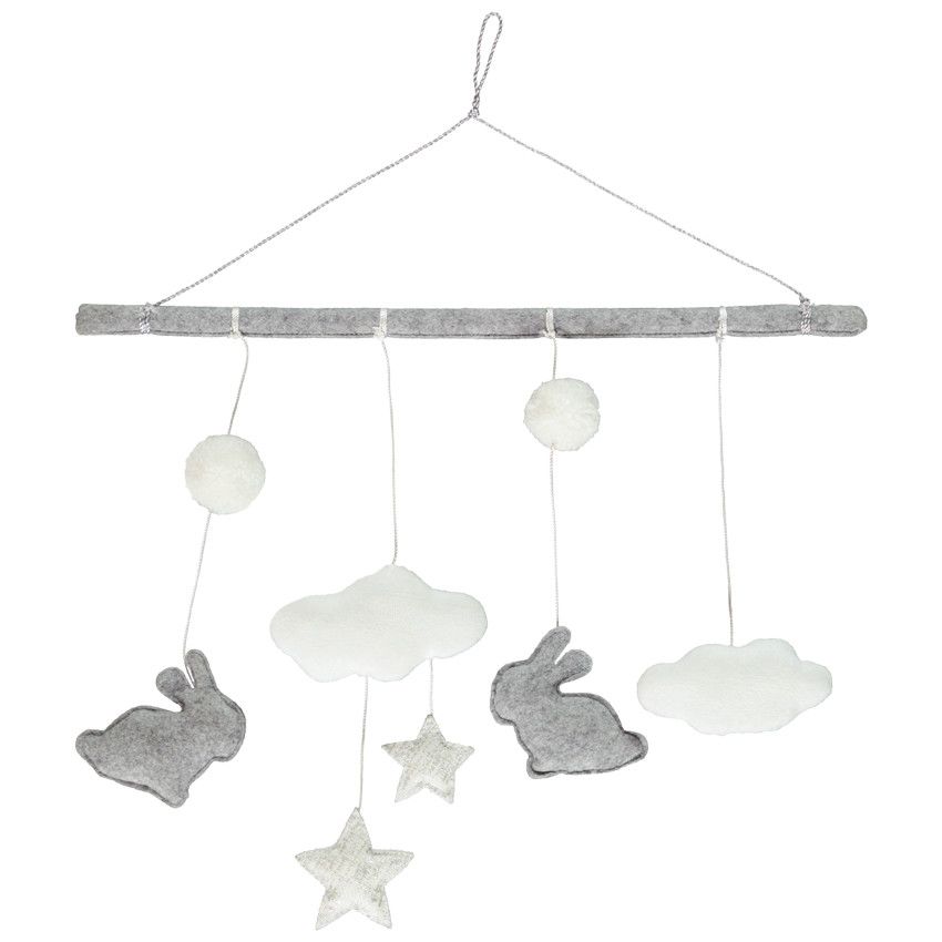 Décoration murale lapins et nuages - Prémaman - Gris chiné