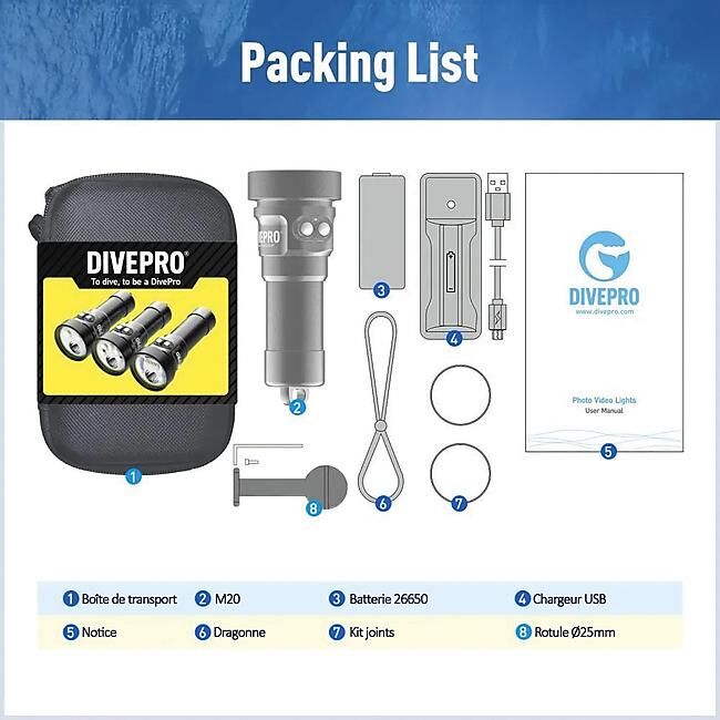 DIVEPRO - LAMPE DE PLONGEE M20