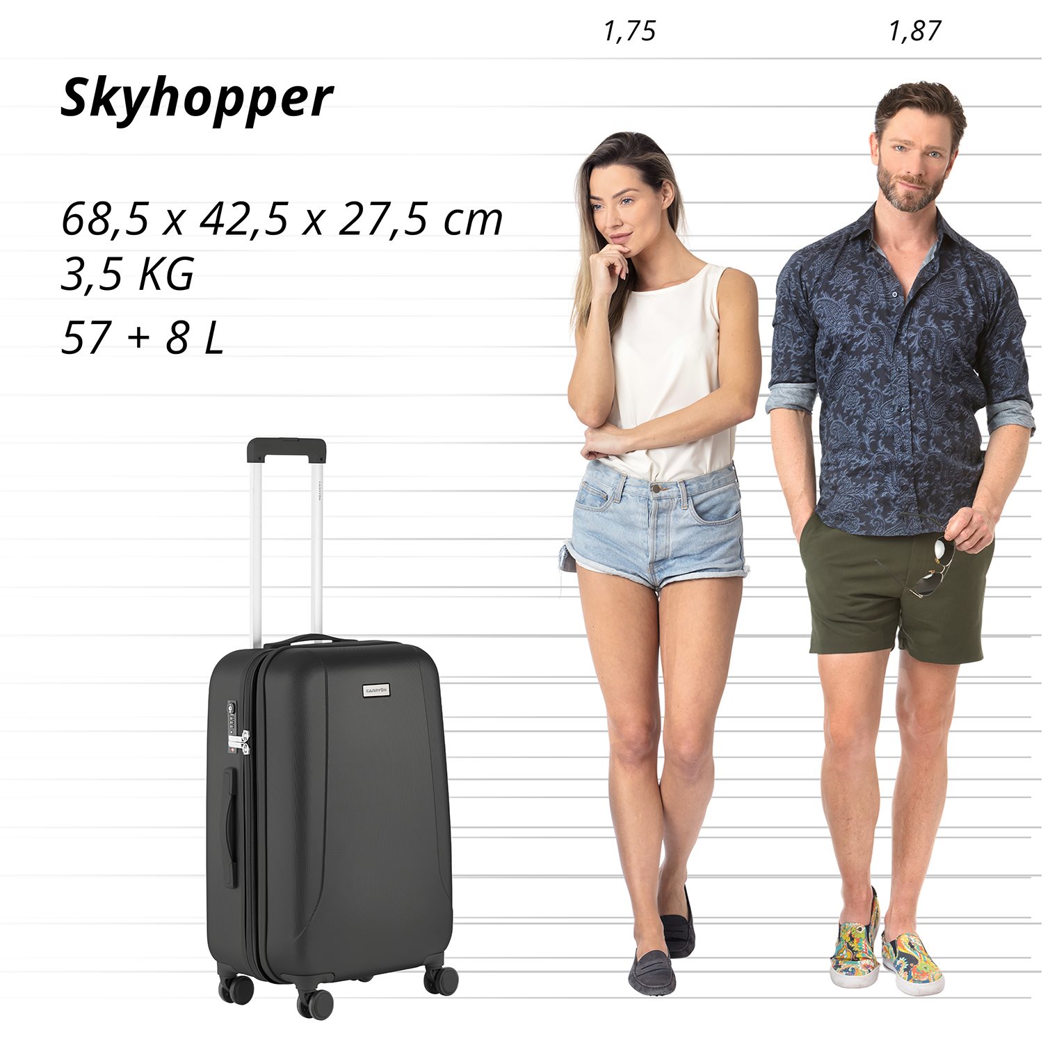 CarryOn Skyhopper 4 Wiel Trolley 68 Expandable black