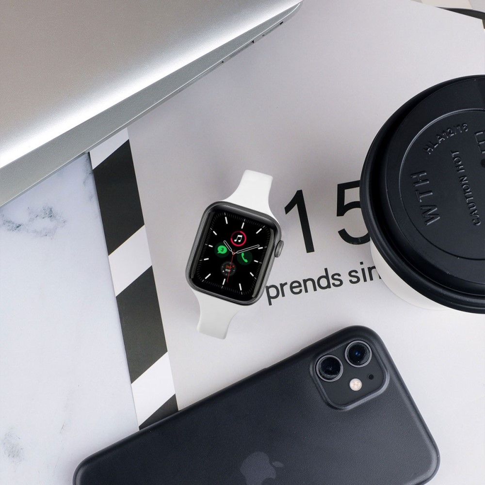 Apple Watch (40/38mm) Silikon Sport Armband (Gelenkumfang: 180mm) - Weiss