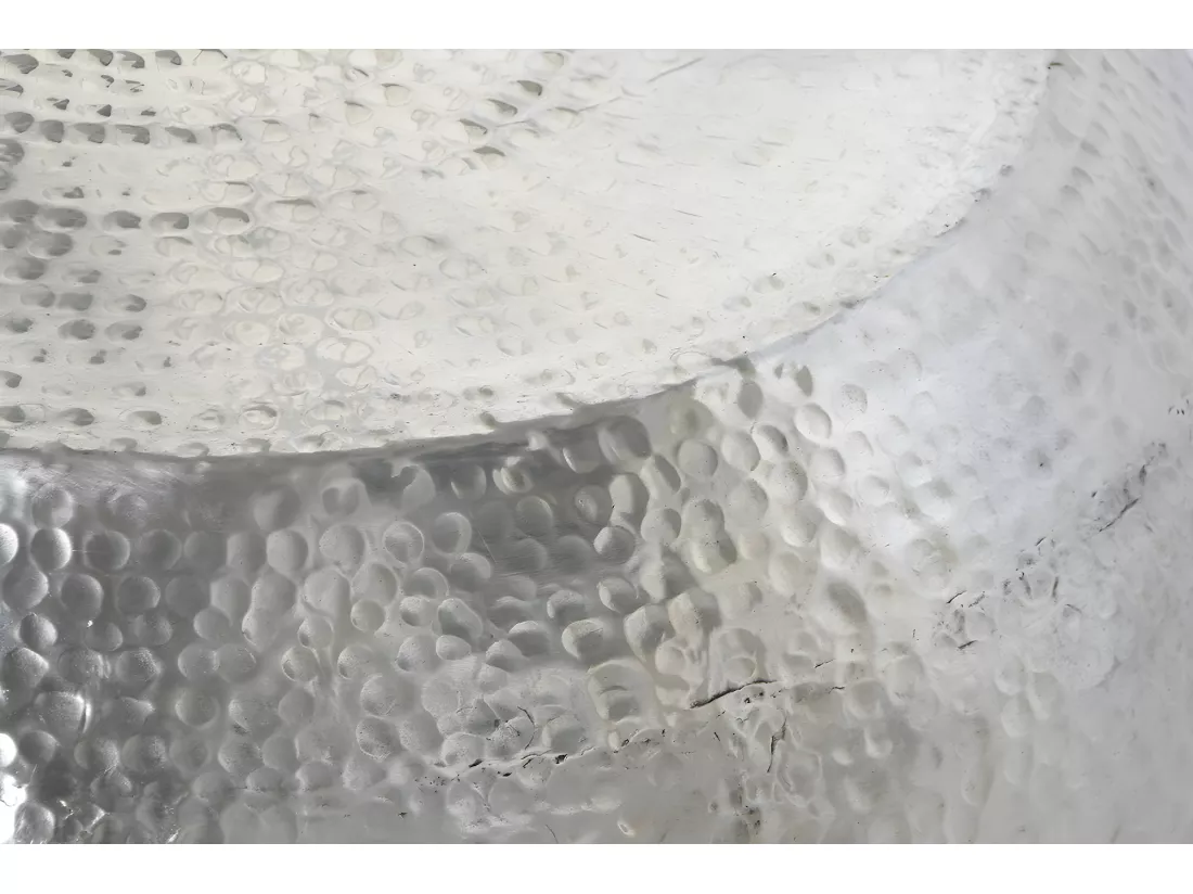 Table basse, table de salon ronde en aluminium coloris argenté - diamètre 60 x Hauteur 30 cm