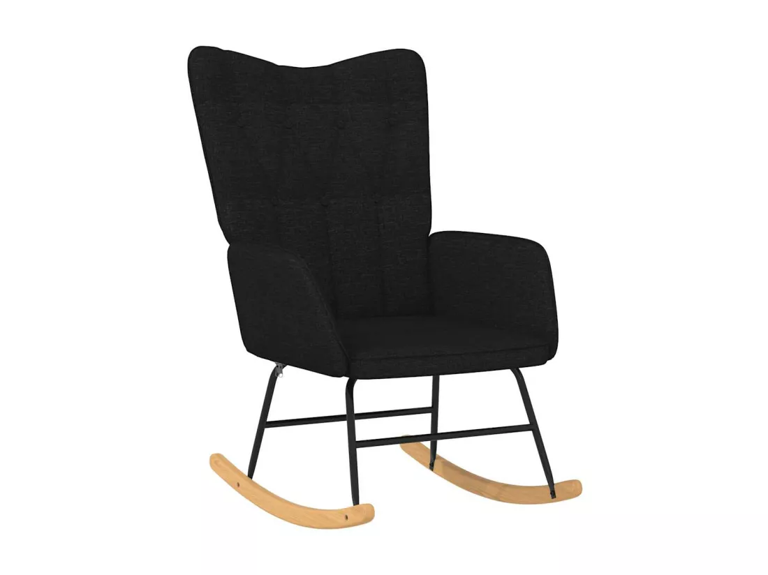 Chaise à bascule avec repose-pied Noir Tissu