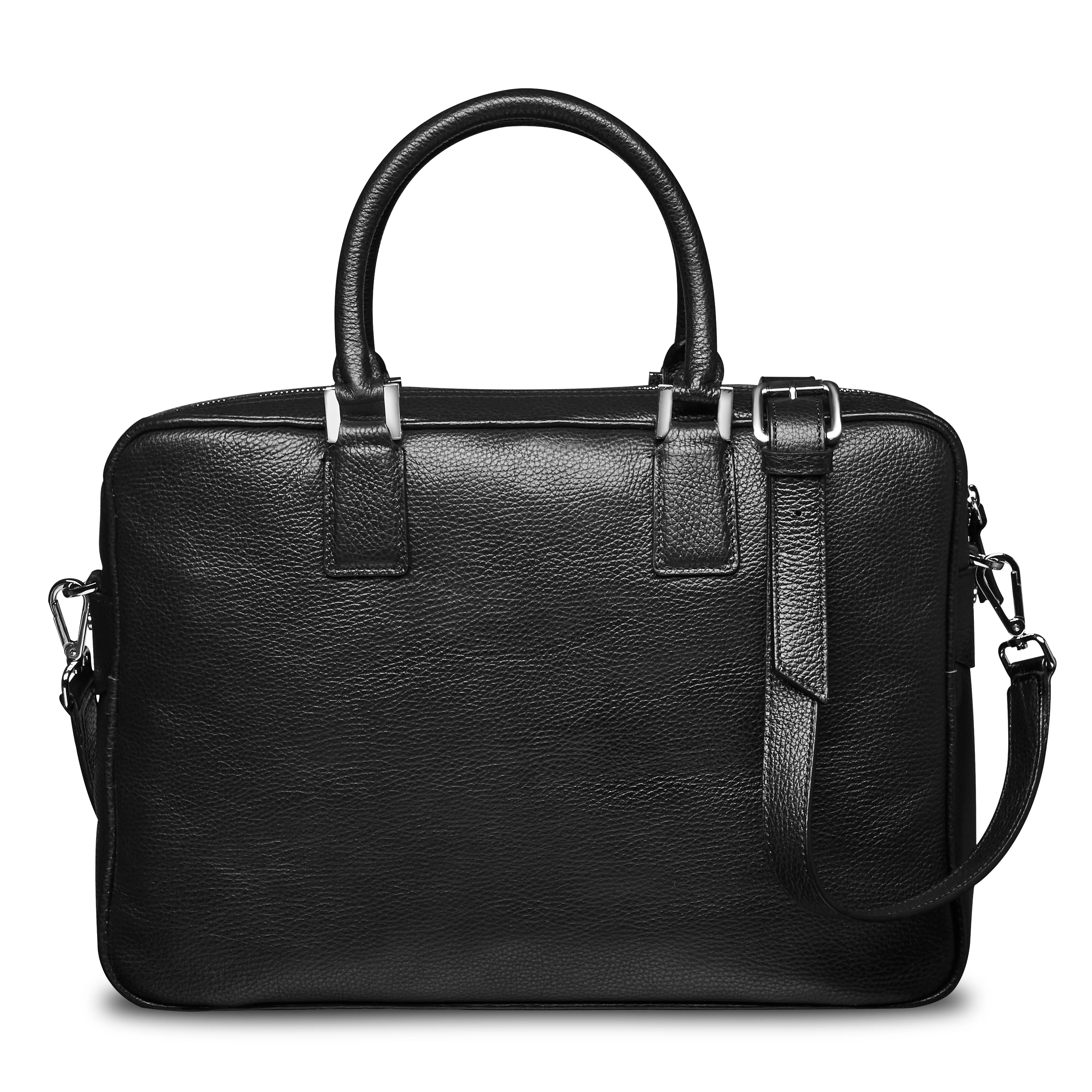 Porte-document en cuir grainé noir