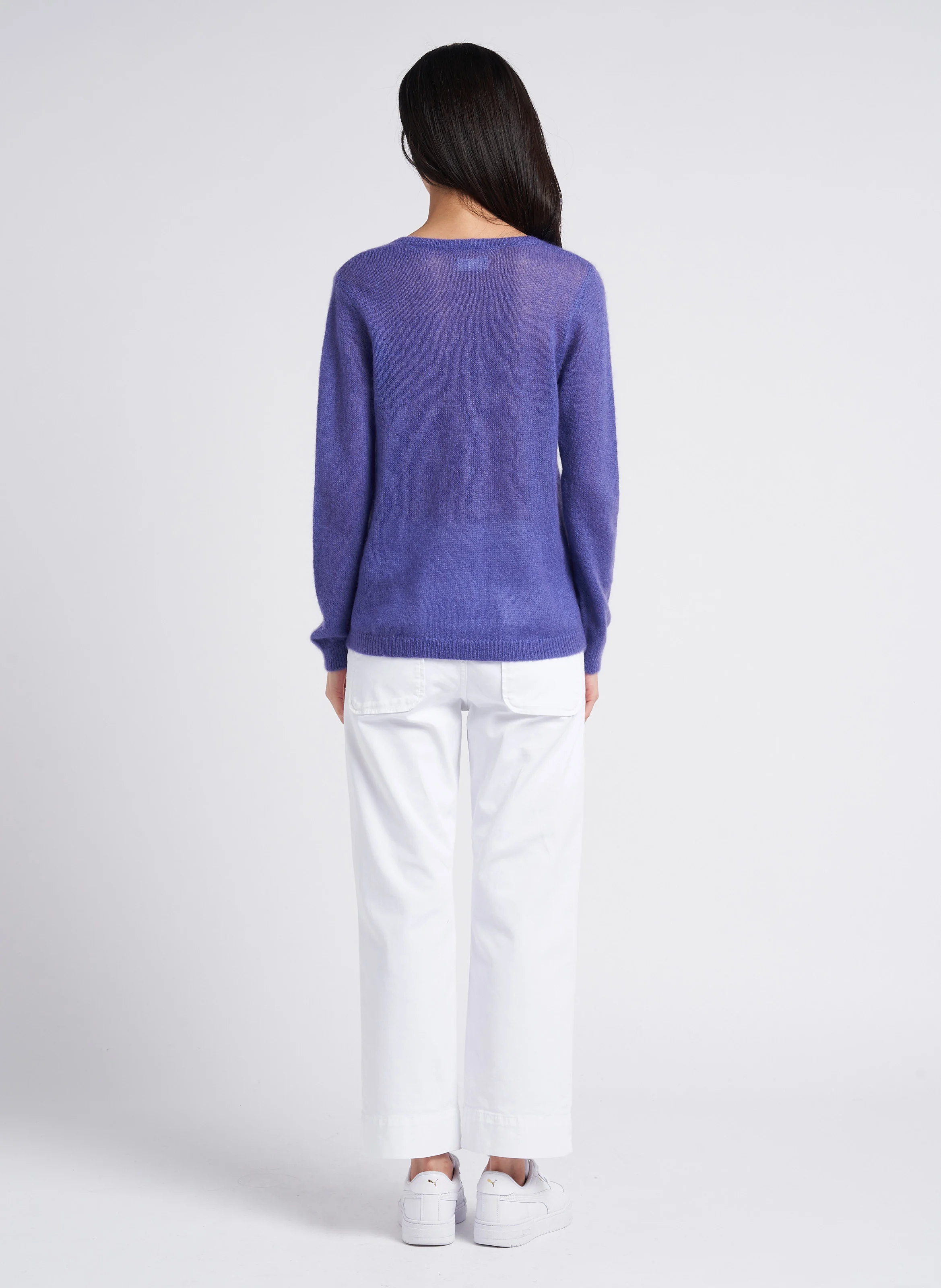 PALTROW - Pantalon 7/8 ème taille haute en coton | Blanc