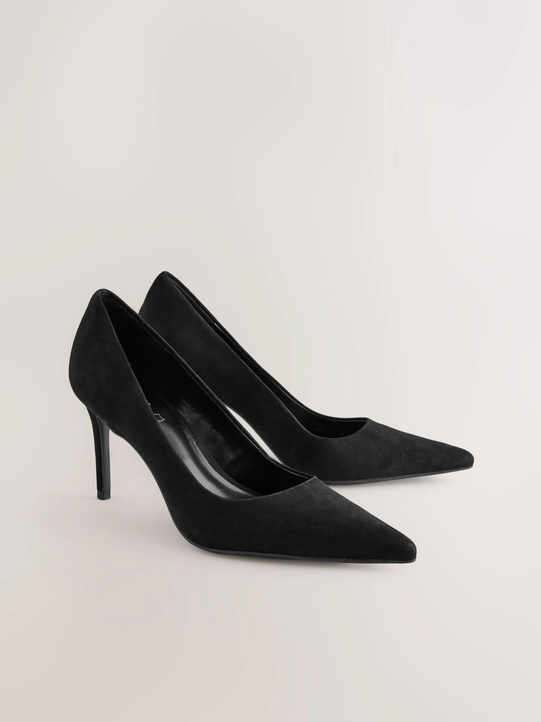 Zwart suède - Leren mid-court pumps