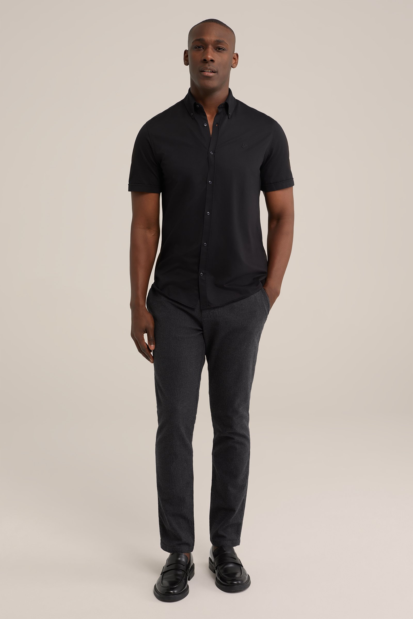 slim fit chino met dessin Fundamentals Zwart