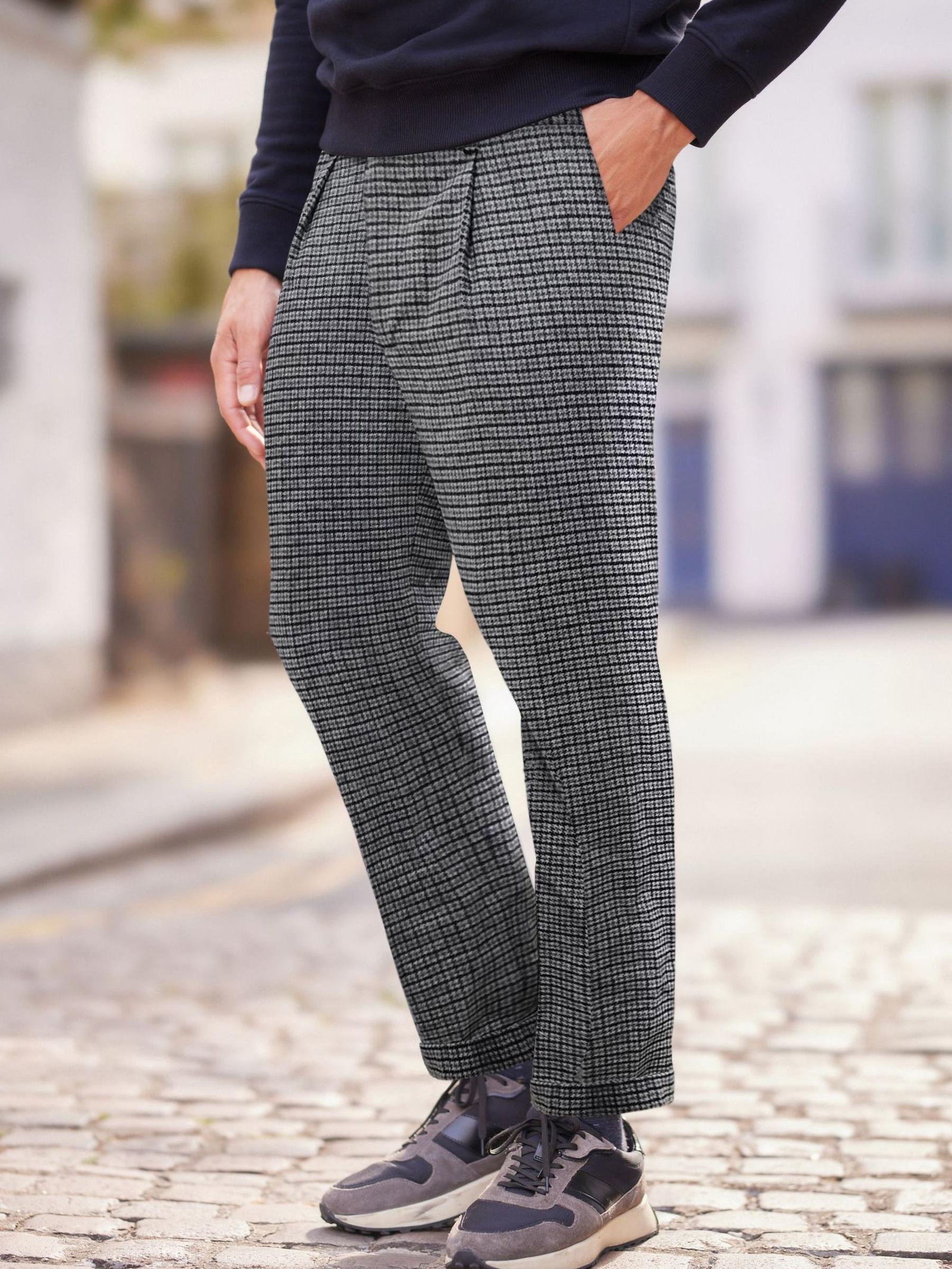 Bruin pied-de-poulemotief  - Nova Fides formele broek