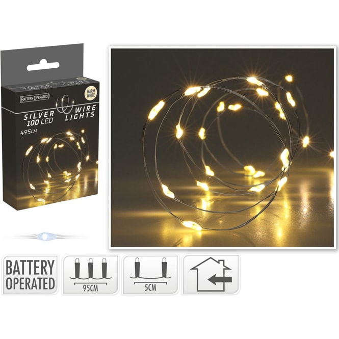 100er LED Lichterdraht - ca. 4,95 m - silber