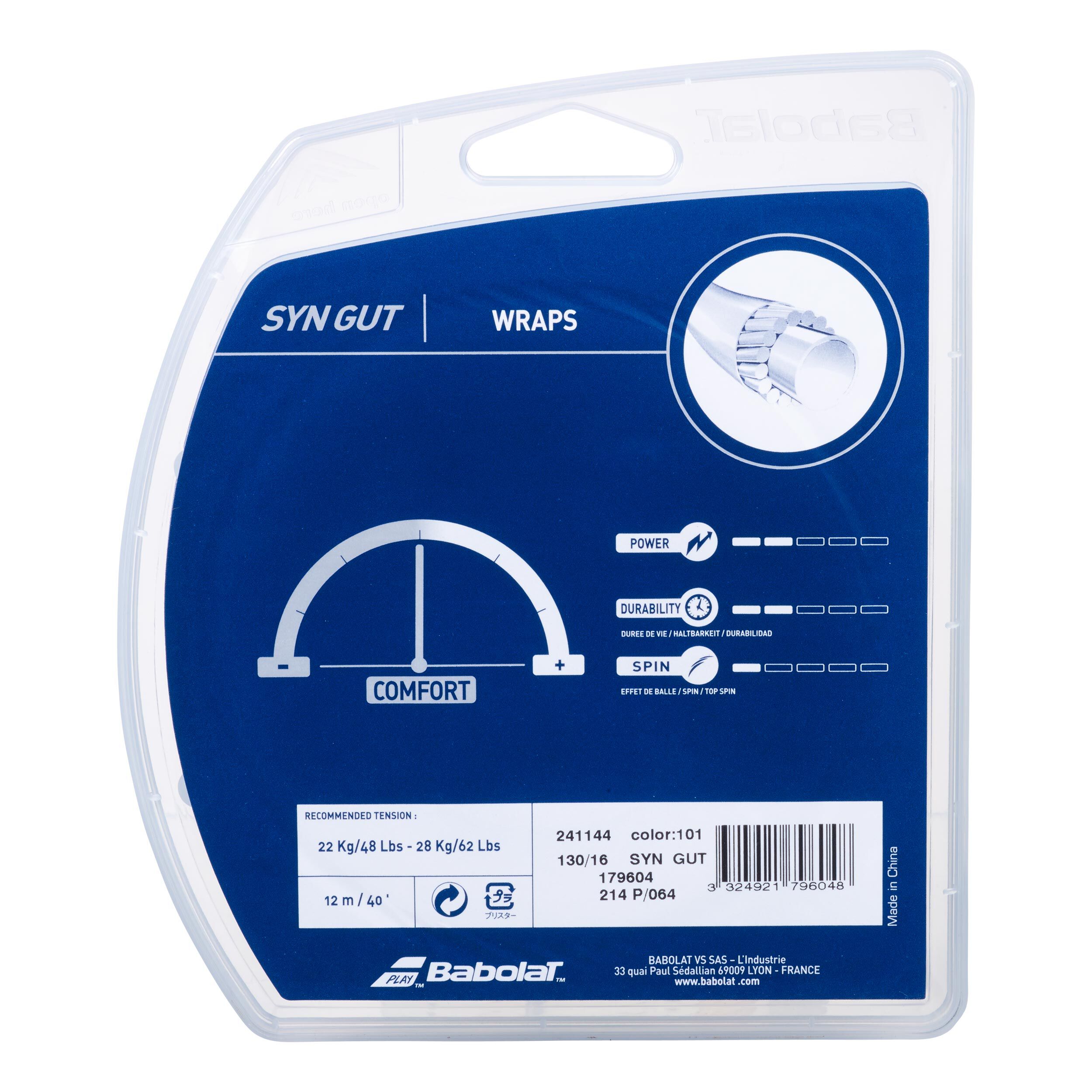 Babolat Synthetic Gut Cordage En Garniture 12m - Blanc