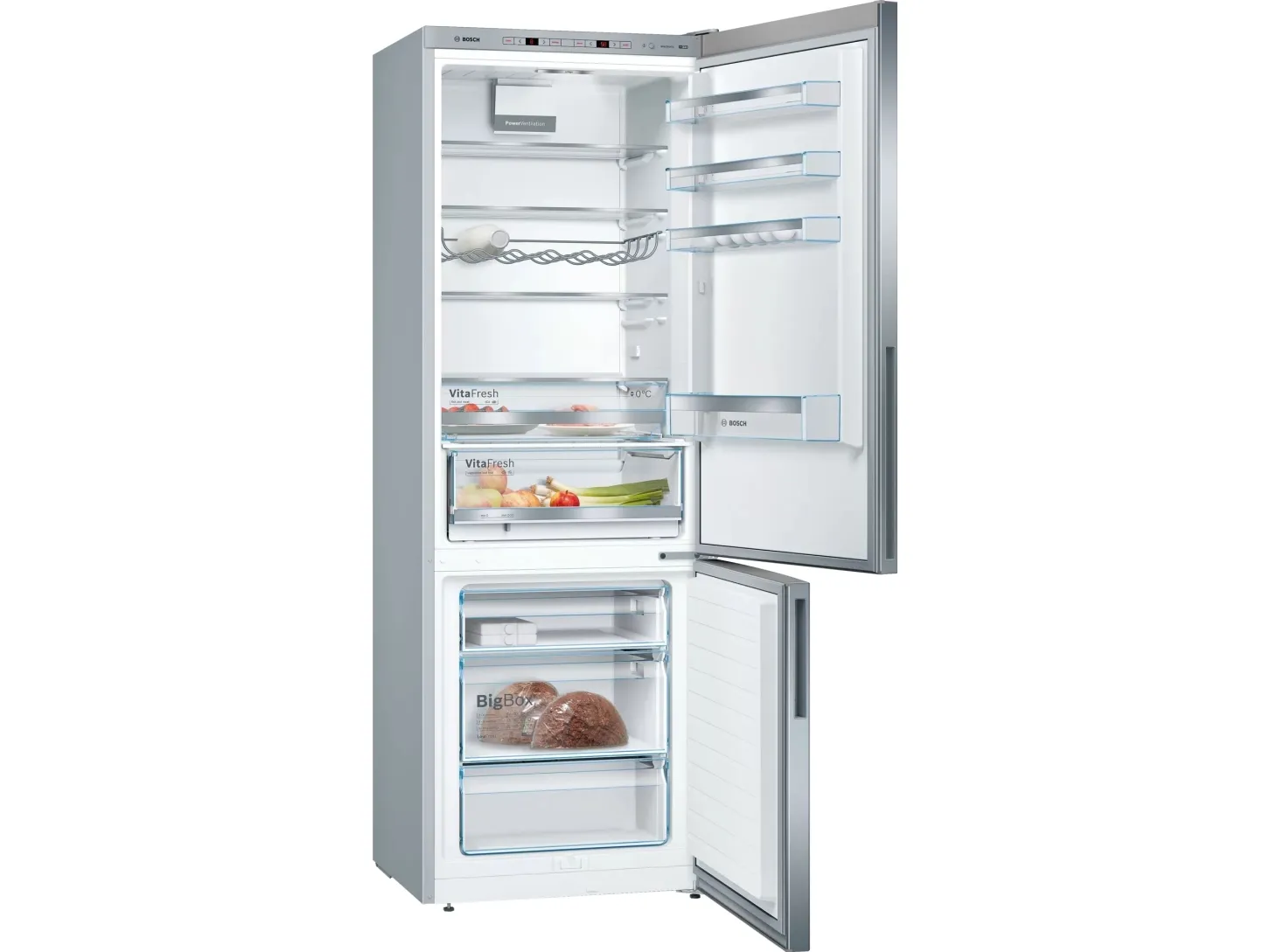 Bosch Serie | 6 KGE49AICA - Køleskab/fryser - bund-fryser - bredde: 70 cm - dybde: 65 cm - højde: 201 cm - 419 liter - Klasse C - rustfrit stål